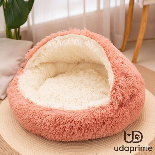 Premium Plush Calming Pet Bed - Versatile 2-in-1 Warm Sleeping Nest(50cm)
