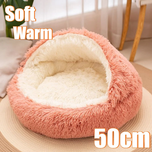 Premium Plush Calming Pet Bed - Versatile 2-in-1 Warm Sleeping Nest(50cm)